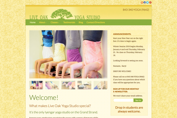 Live Oak Yoga Studio Responsive Website